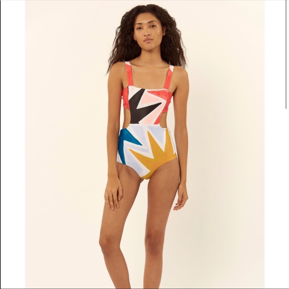 Mara Hoffman swimsuit cutout one piece in lilac